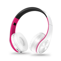 Darmowa wysyłka 2021 kolorowe słuchawki do muzyki bezprzewodowe słuchawki Stereo zestaw słuchawkowy z mikrofonem Bluetooth obsługa połączeń telefonicznych z kartą TF 5